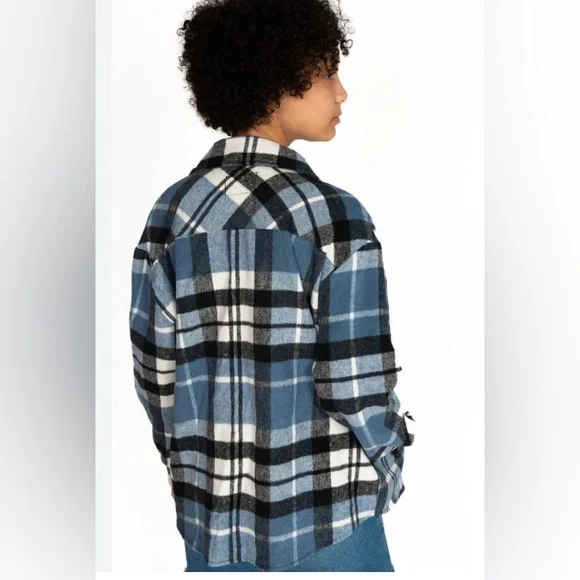 Zara Blue and White Plaid Utility Jacket - Picture 2 of 8